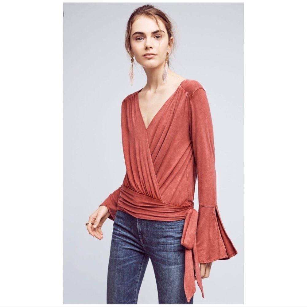 Anthropologie Burgundy Wrapped Pullover M - Picture 2 of 8